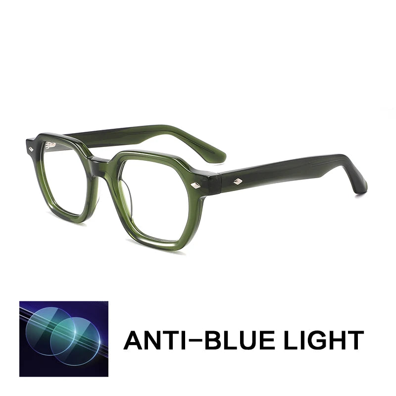 Gatenac Unisex Full Rim Polygon Square Acetate Reading Glasses G1157