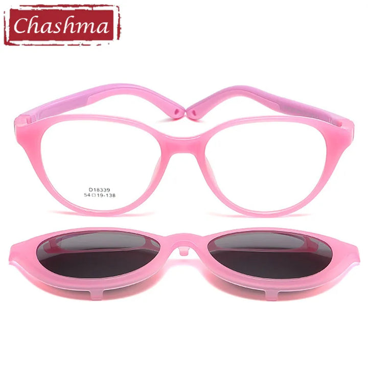 Chashma Ottica Unisex Youth Full Rim Round Tr 90 Titanium Eyeglasses Clip On Sunglasses 18339 With Clip Ons Chashma Ottica   