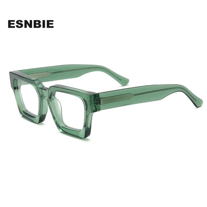Esnbie Unisex Full Rim Square Brow Line Acetate Eyeglasses 231439