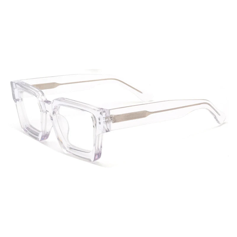 Gatenac Unisex Full Rim Thick Square Acetate Eyeglasses Gxyj1472 Full Rim Gatenac Transparent  