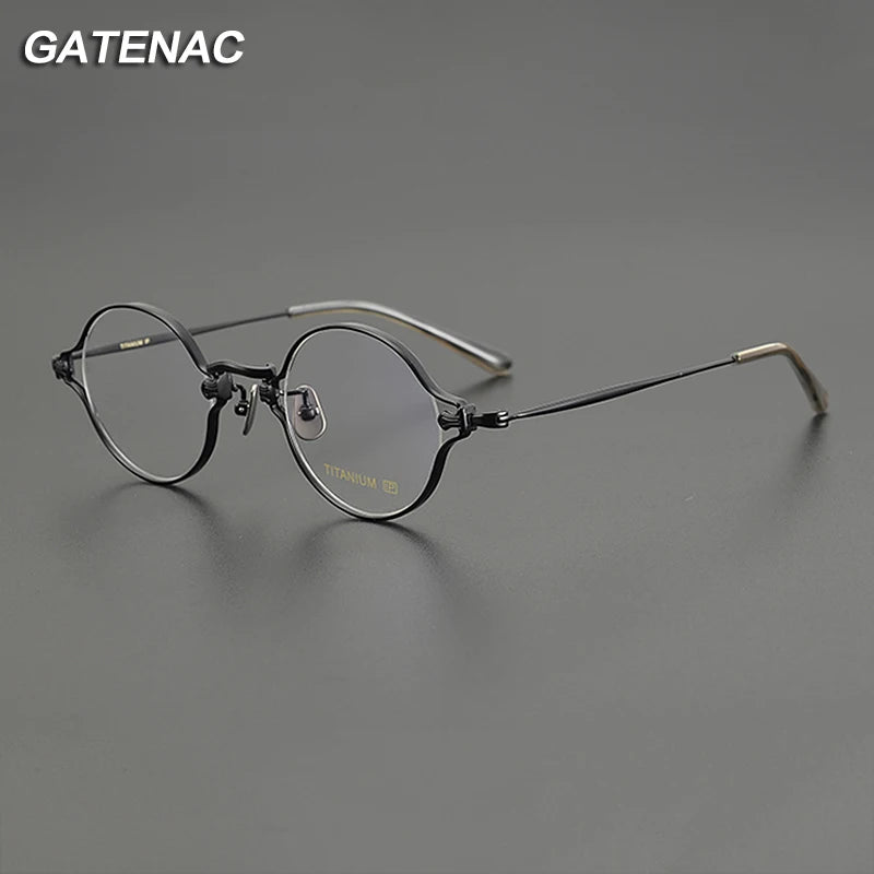 Gatenac Unisex Full Rim Round Titanium Eyeglasses Gxyj1198 Full Rim Gatenac   