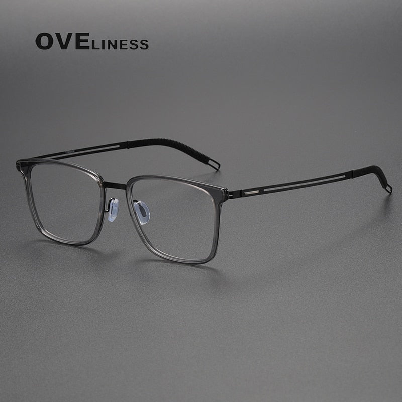 Oveliness Unisex Full Rim Square Screwless Titanium Eyeglasses 8202305 Full Rim Oveliness grey black  
