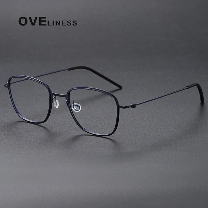 Oveliness Unisex Full RIm Square Screwless Titanium Eyeglasses 5530 Full Rim Oveliness blue  