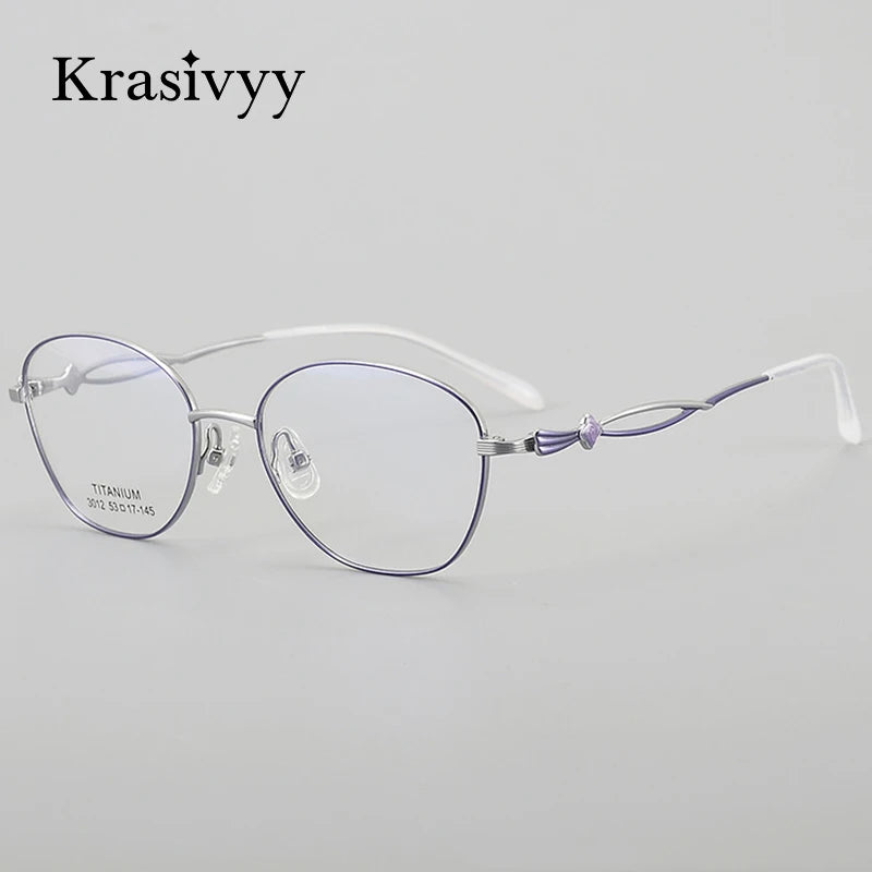 Krasivyy Women's Full Rim Oval Round Titanium Eyeglasses 443012 Semi Rim Krasivyy   