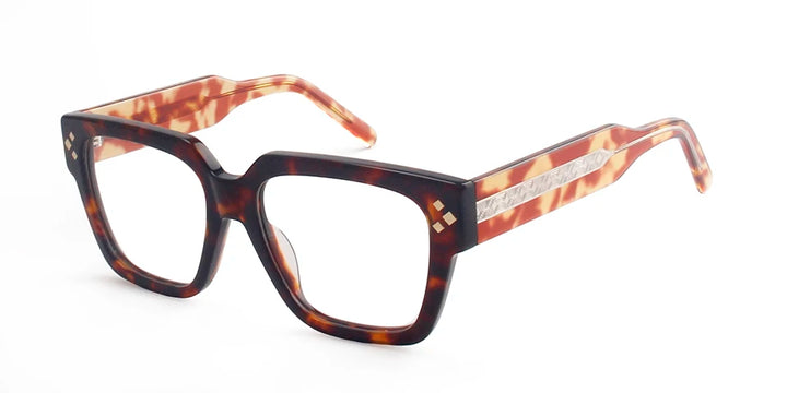Esnbie Unisex Full Rim Polygon Square Rivet Acetate Eyeglasses 712371