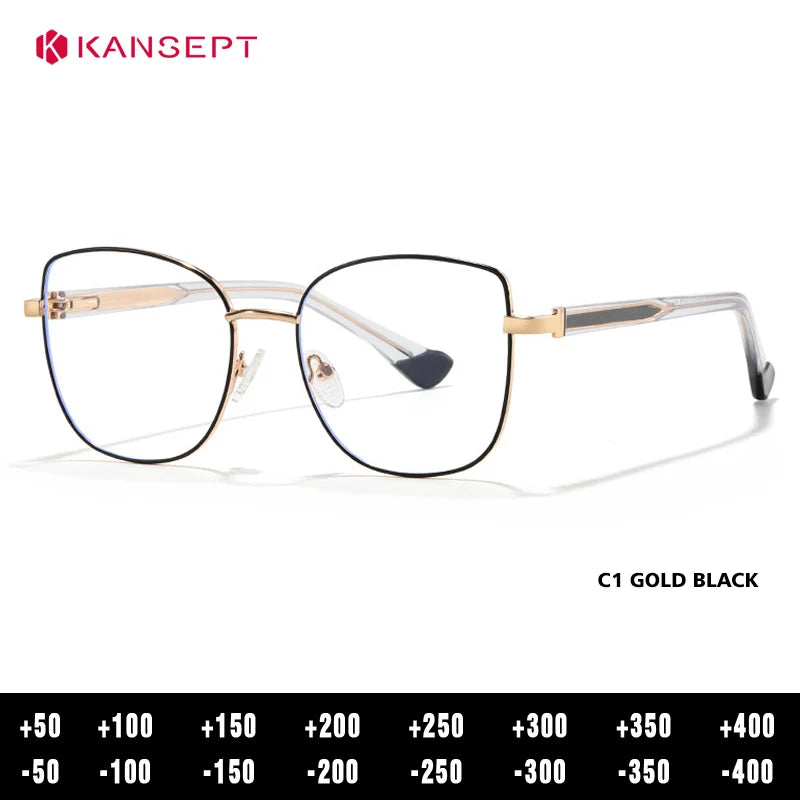 Kansept Women's Full Rim Oval Cat Eye Tr 90 Alloy Reading Glasses 68002