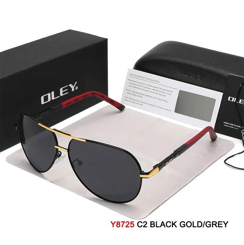 Oley Men's Full Rim Oval Aluminum Magnesium Polarized Sunglasses Y8724 Sunglasses Oley Y8725 C2BOX OLEY 