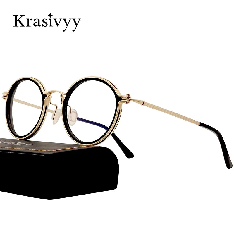 Krasivyy Men's Full Rim Round Titanium Acetate Eyeglasses Kr5860 Full Rim Krasivyy   