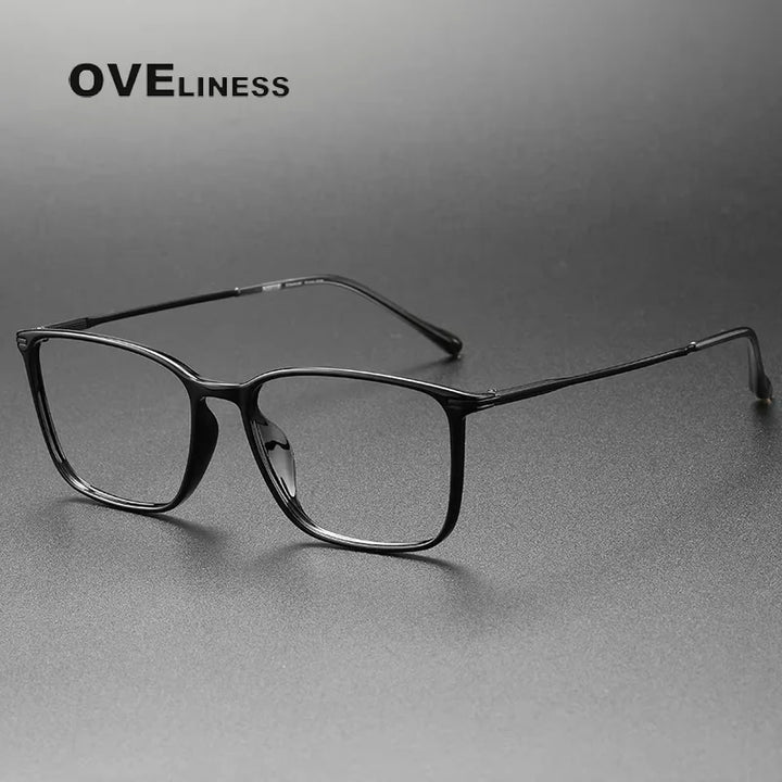 Oveliness Women's Full Rim Square Acetate Titanium Eyeglasses 8636 Full Rim Oveliness black  