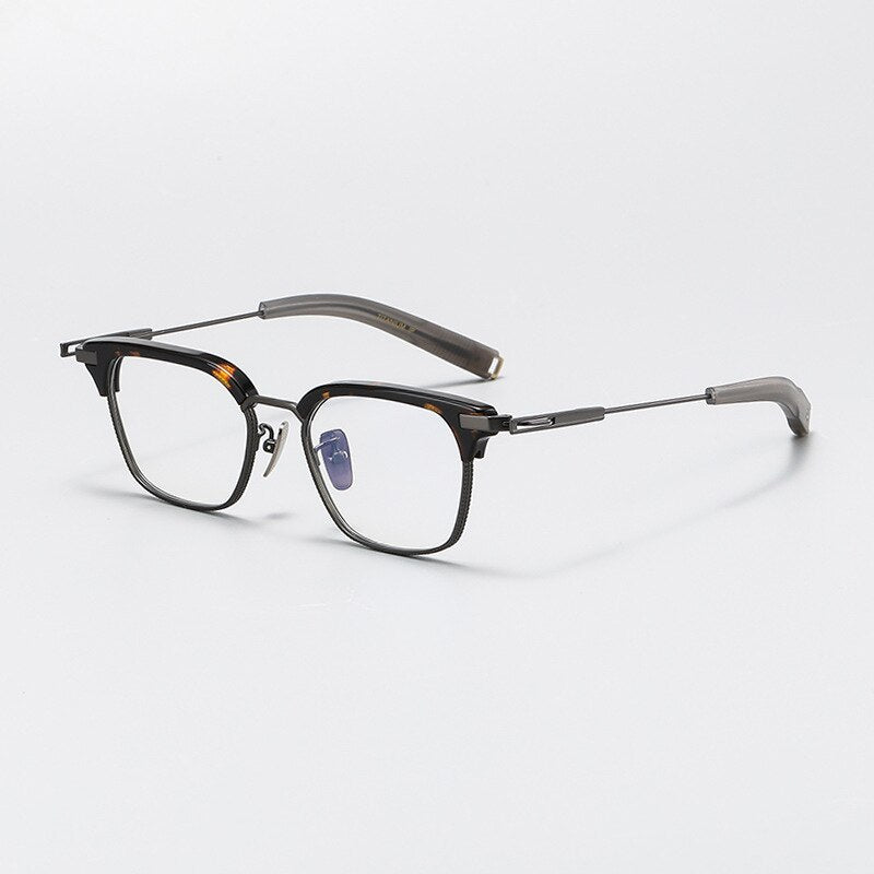 Gatenac Unisex Full Rim Square Acetate Titanium Eyeglasses Gxyj1070 Full Rim Gatenac Tortoiseshell  