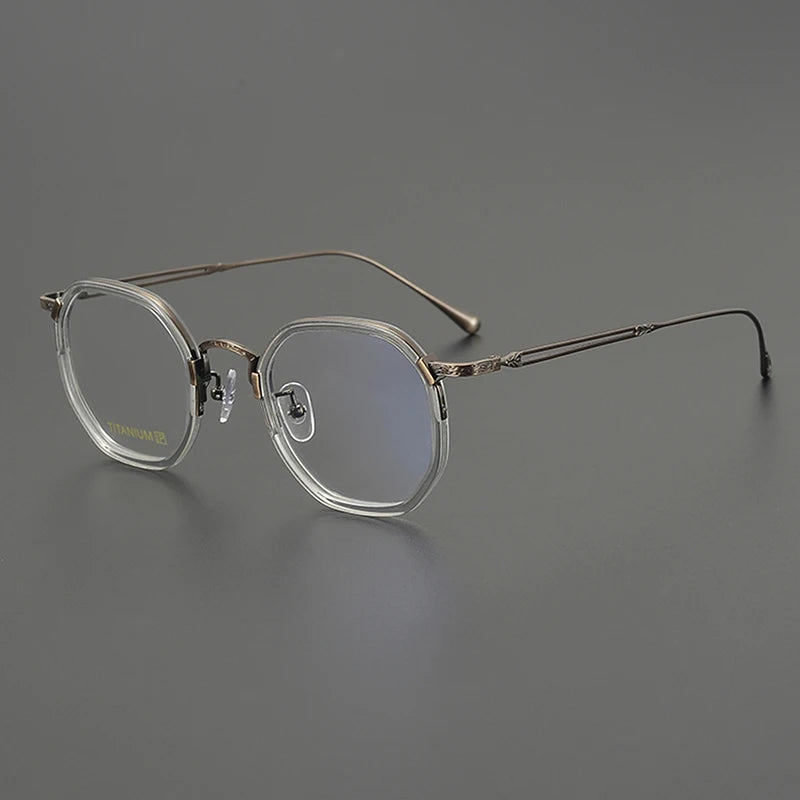 Nobler Unisex Full Rim Polygon Square Acetate Titanium Eyeglasses 98006