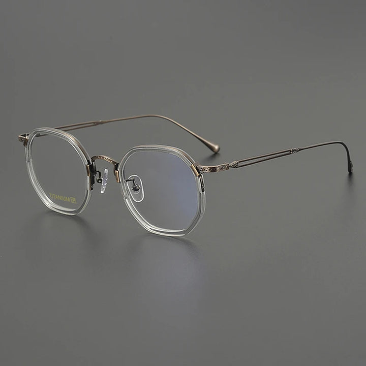 Nobler Unisex Full Rim Polygon Square Acetate Titanium Eyeglasses 98006