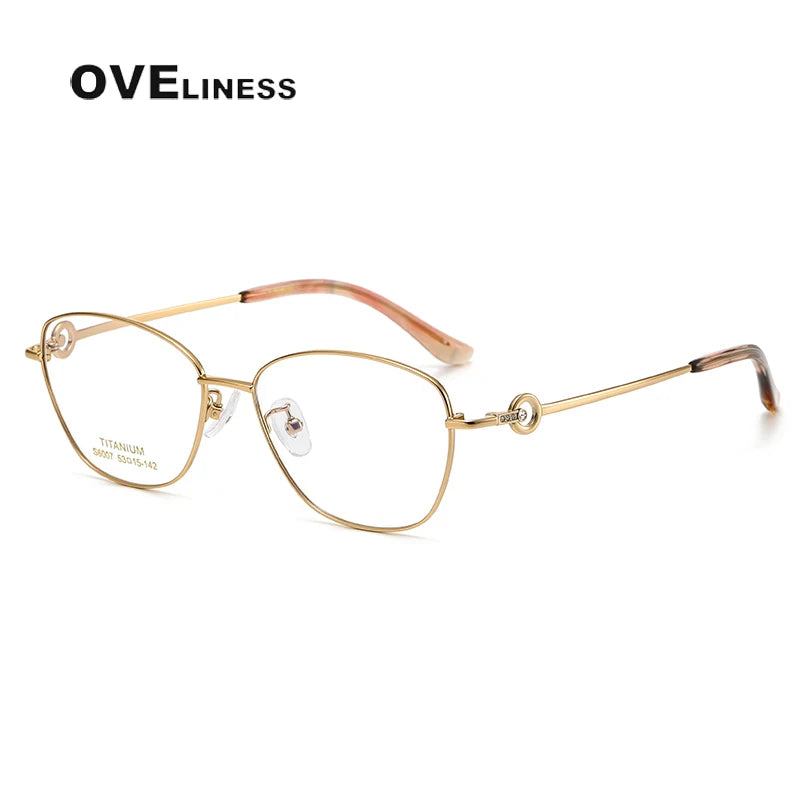 Oveliness Women's Full Rim Square Cat Eye Titanium Eyeglasses 196007 Full Rim Oveliness gold  