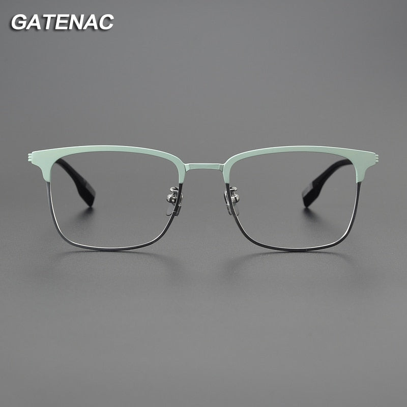 Gatenac Unisex Full Rim Square Acetate Titanium Eyeglasses Gxyj1066 Full Rim Gatenac   