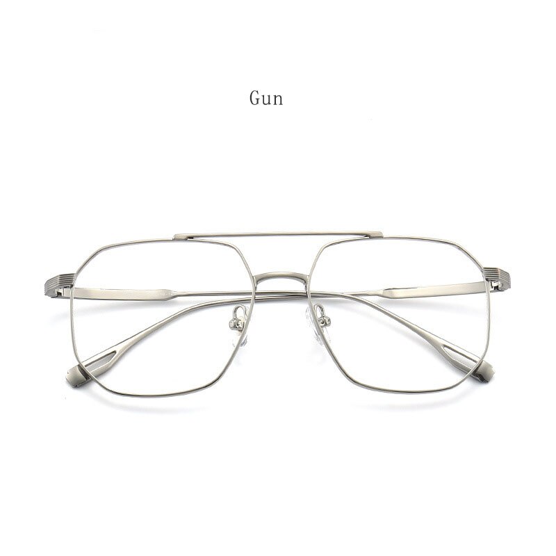 Hdcrafter Men's Full Rim Square Double Bridge Titanium Eyeglasses 47002 Full Rim Hdcrafter Eyeglasses Gray  