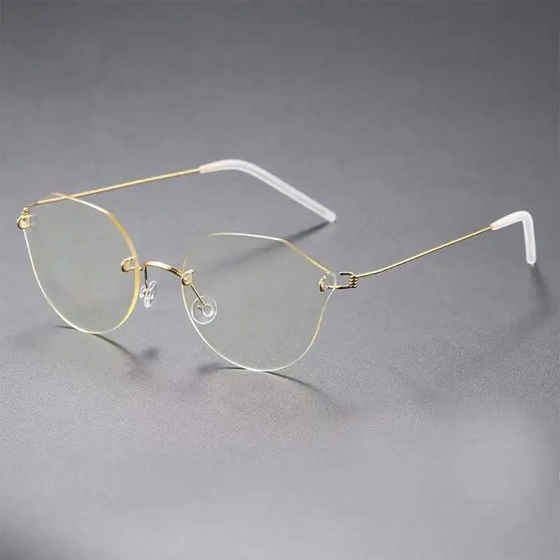 Aimee Unisex Rimless Cat Eye Screwless Titanium Eyeglasses 2375 Rimless Aimee Golden  