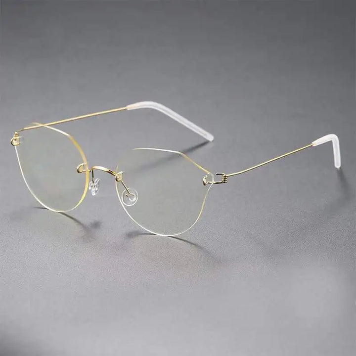 Aimee Unisex Rimless Cat Eye Screwless Titanium Eyeglasses 2375 Rimless Aimee Golden  