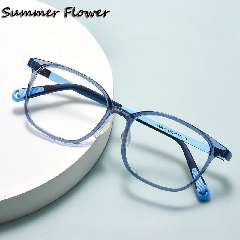 Summer Flower Unisex Youth's Full Rim Square Tr 90 Titanium Eyeglasses 696010