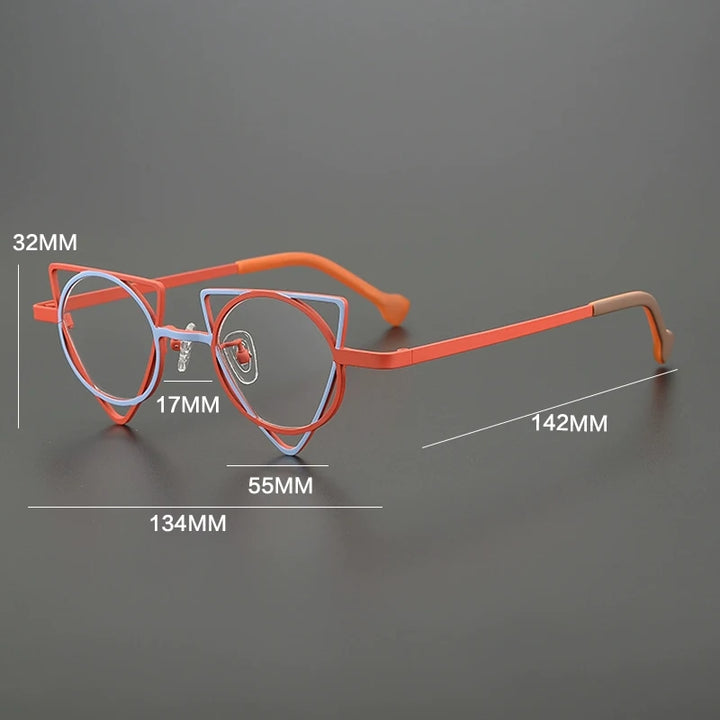 Gatenac Women's Full Rim Round Triangle Titanium Eyeglasses Gxyj85859