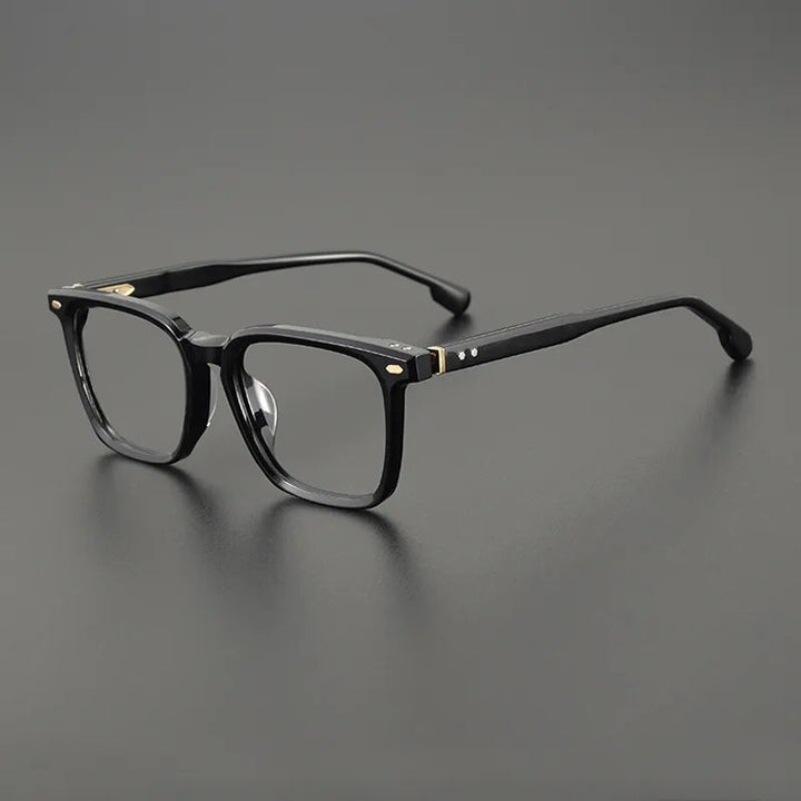 Gatenac Unisex Full Rim Square Acetate Eyeglasses Gxyj1131 Full Rim Gatenac Black  