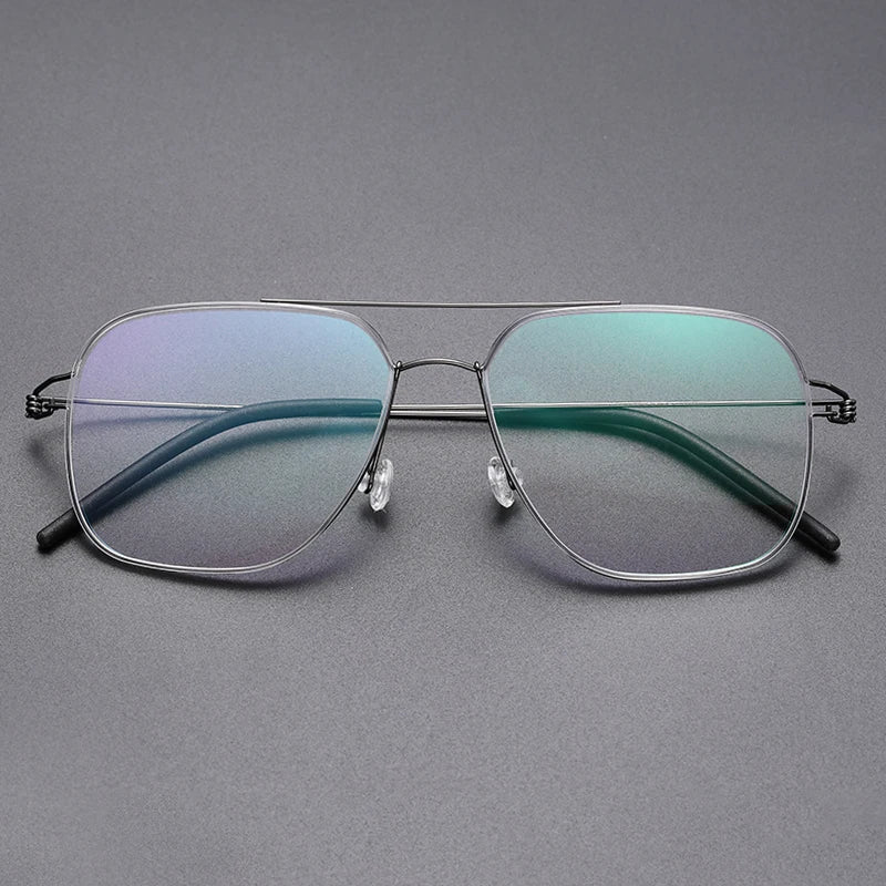 Bobble Unisex Full Rim Square Double Bridge Titanium Eyeglasses 821097