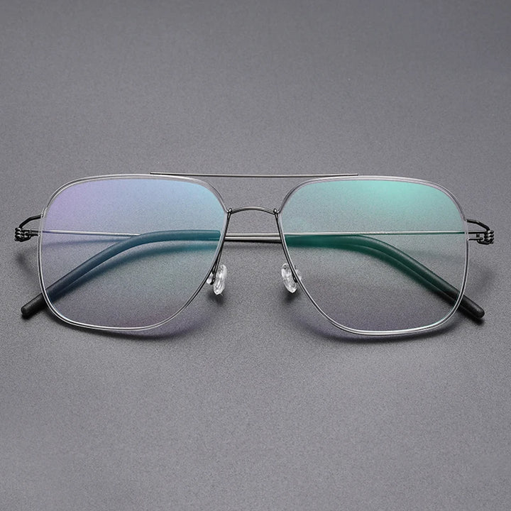 Bobble Unisex Full Rim Square Double Bridge Titanium Eyeglasses 821097