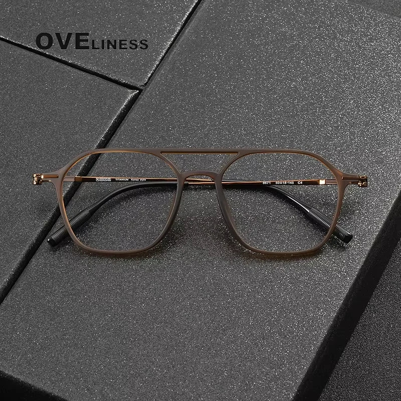 Oveliness Women's Full Rim Square Double Bridge Titanium Eyeglasses 398671