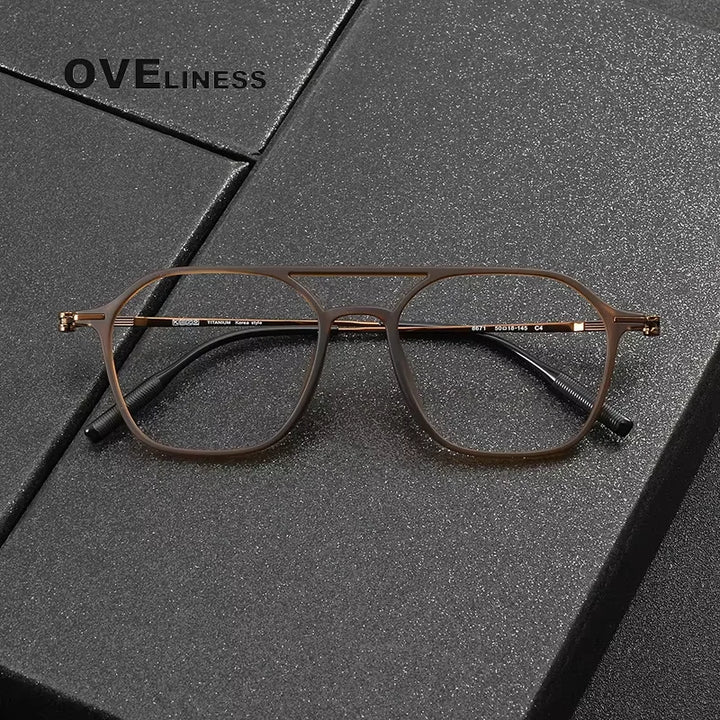 Oveliness Women's Full Rim Square Double Bridge Titanium Eyeglasses 398671