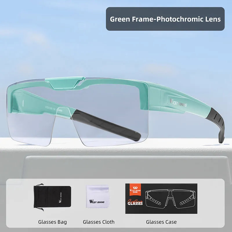 West Biking Unisex Semi Rim Square Flip Up Over Frame Polycarbonate Sunglasses 950703