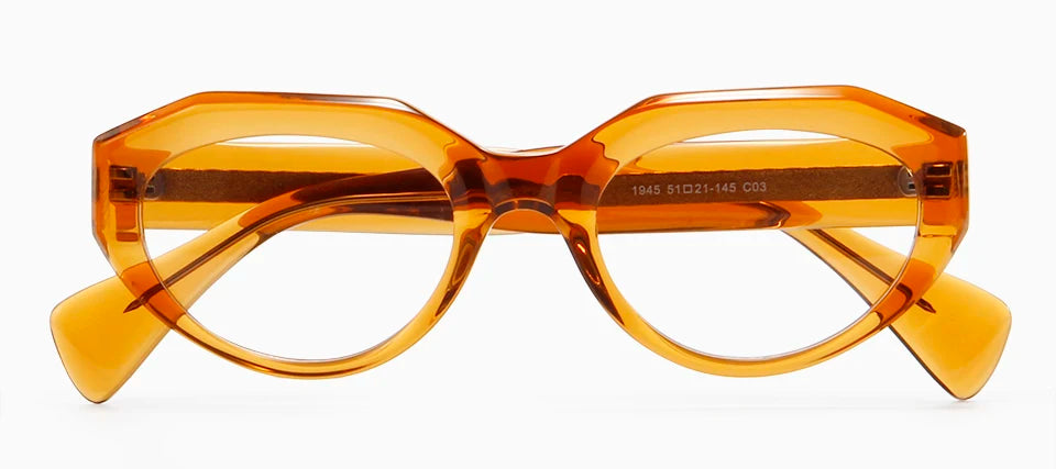 Esnbie Unisex Full Rim Flat Top Oval Cat Eye Acetate Eyeglasses 1945 Full Rim Esnbie crystal orange  