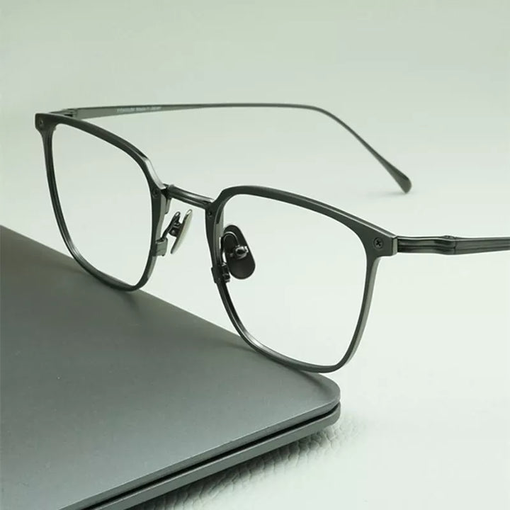 Black Mask Unisex Full Rim Square Titanium Eyeglasses Kj40 Full Rim Black Mask   