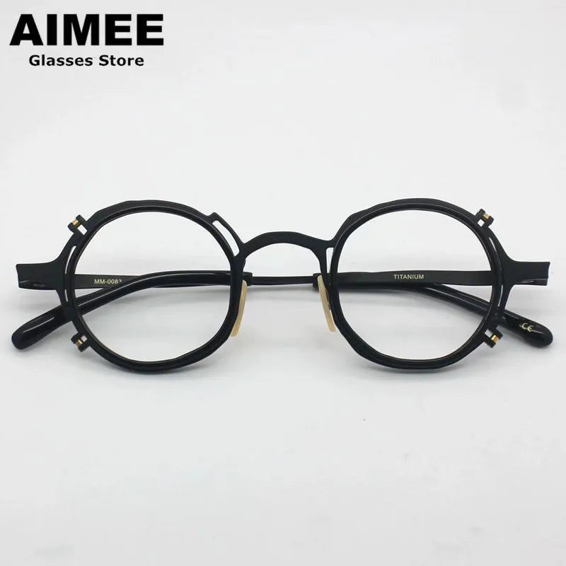 Aimee Unisex Full Rim Round Acetate Titanium Eyeglasses 960083
