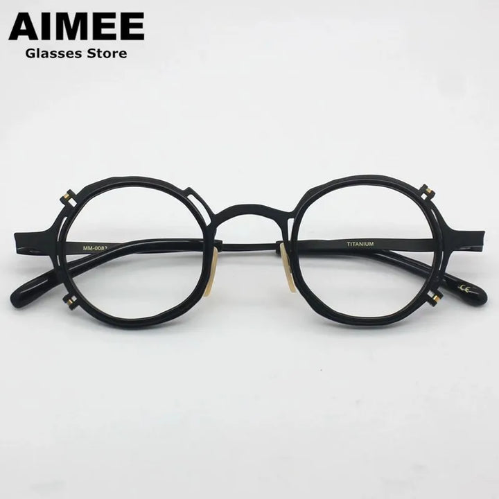 Aimee Unisex Full Rim Round Acetate Titanium Eyeglasses 960083