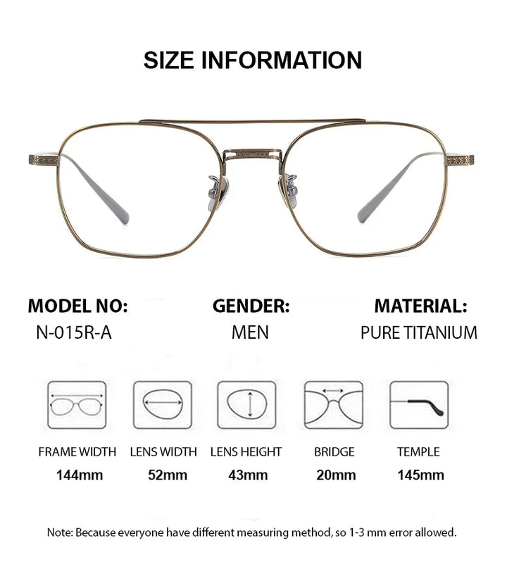 Summer Flower Men's Full Rim Square Double Bridge Titanium Eyeglasses 777115