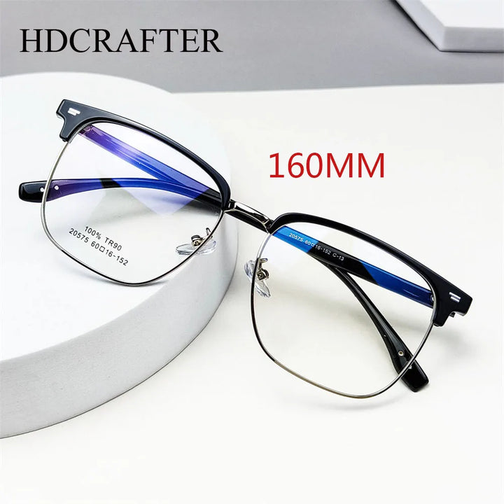 Hdcrafter Men's Full Rim Oversize Square Tr 90 Alloy Eyeglasses 20575 Full Rim Hdcrafter Eyeglasses   