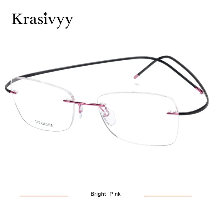 Krasivyy Unisex Rimless Oval Titanium Eyeglasses 1615 Rimless Krasivyy Bright  Pink  