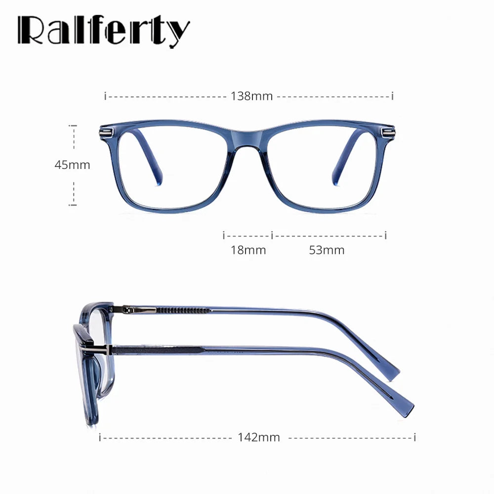 Ralferty Women's Full Rim Square Tr 90 Titanium Eyeglasses 8963551