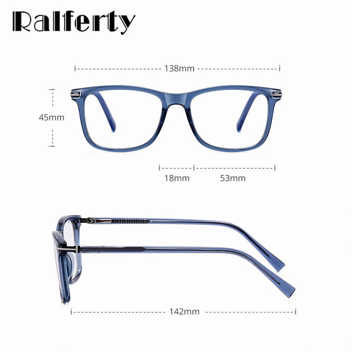 Ralferty Women's Full Rim Square Tr 90 Titanium Eyeglasses 8963551