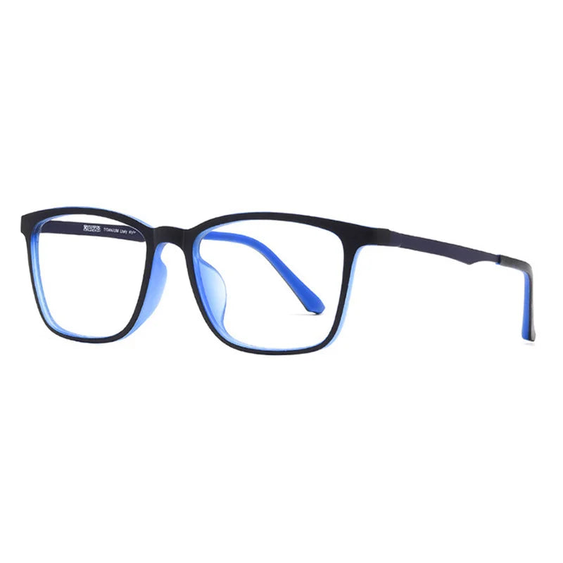 Brightzone Unisex Full Rim Square Ultem Titanium Eyeglasses 914418 Full Rim Brightzone Black-blue