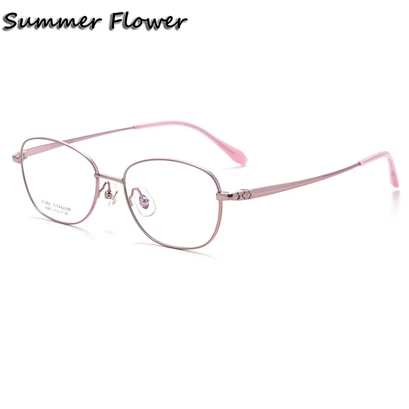 Summer Flower Women's Full Rim Oval Square Titanium Eyeglasses 852807 Full Rim Summer Flower Pink