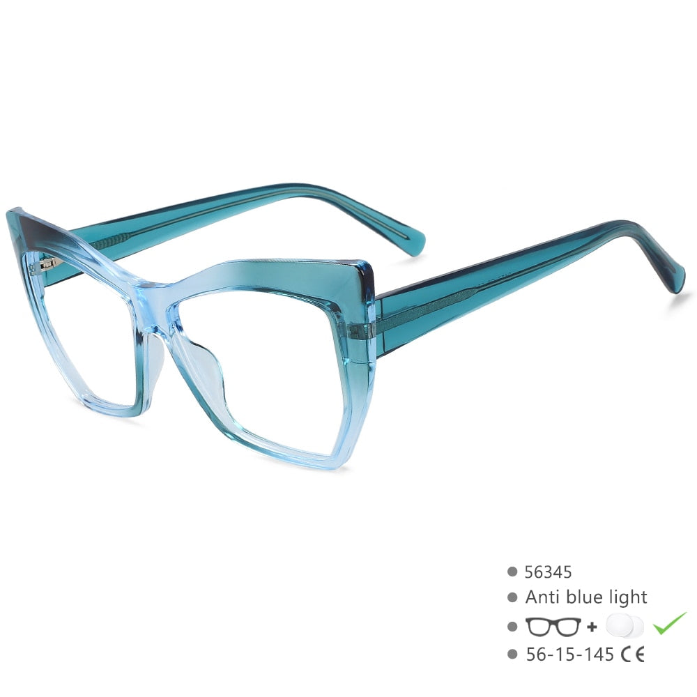 CCSpace Women's Full Rim Square Cat Eye Tr 90 Titanium Eyeglasses 56345 Full Rim CCspace C6Green  