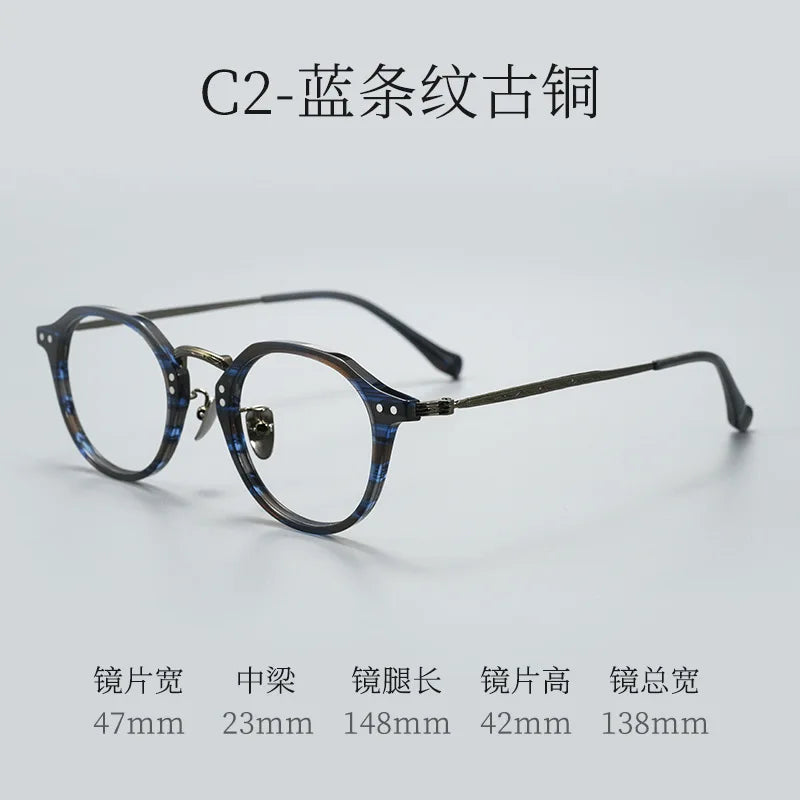 Bclear Unisex Full Rim Oval Acetate Titanium Eyeglasses 369511