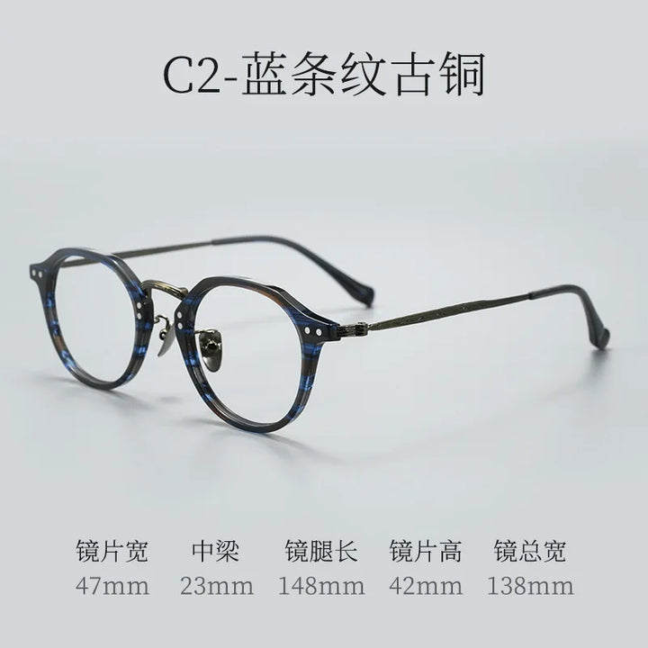 Bclear Unisex Full Rim Oval Acetate Titanium Eyeglasses 369511