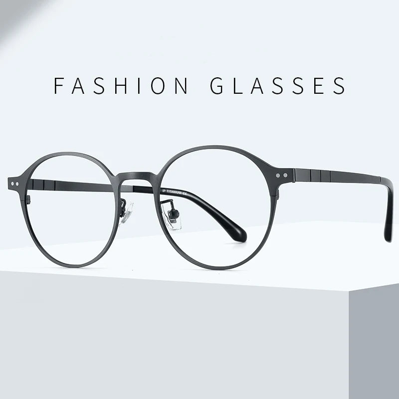 Bclear Unisex Full Rim Round Titanium Eyeglasses 71080 Full Rim Bclear   