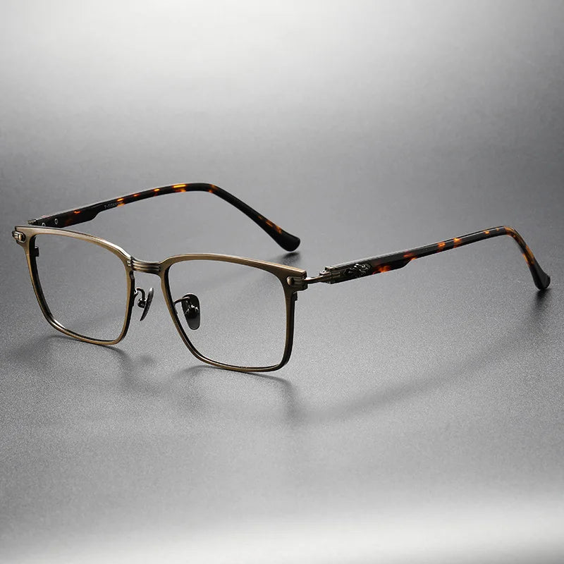 Hdcrafter Men's Full Rim Big Square Titanium Acetate Eyeglasses 91160