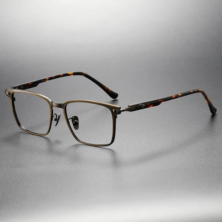 Hdcrafter Men's Full Rim Big Square Titanium Acetate Eyeglasses 91160