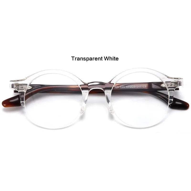 Muzz Unisex Semi Rim Round Acetate Titanium Eyeglasses 44021 Semi Rim Muzz C3  