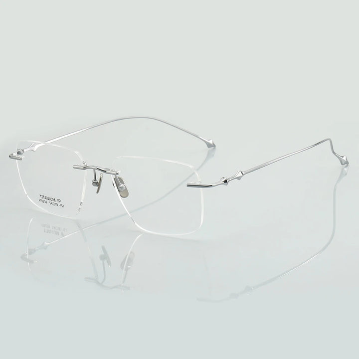 Aror Unisex Rimless Square Titanium Eyeglasses ﻿14239 Rimless Aror Silvery