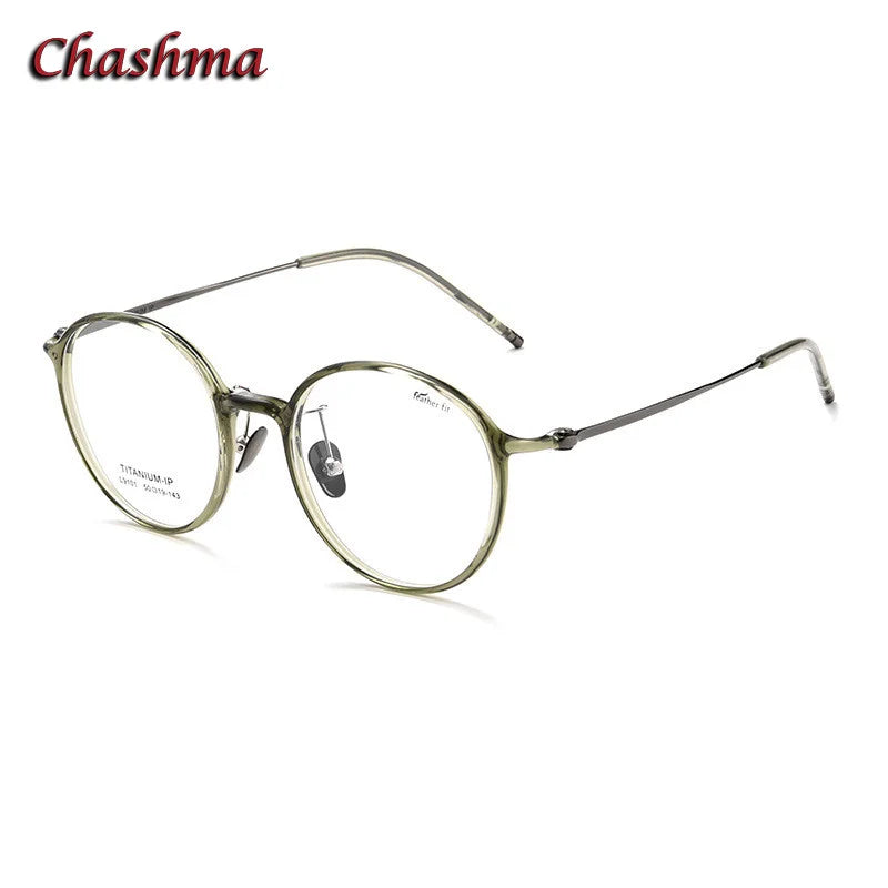 Chashma Ochki Women's Small Full Rim Round Tr 90 Eyeglasses L9101 Full Rim Chashma Ochki Green  