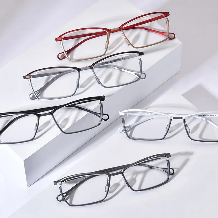 Nobler Women's Full Rim Square Brow Line Titanium Eyeglasses 185919
